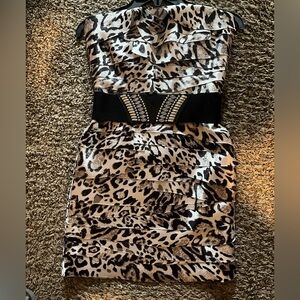 bebe Animal Print Mini Dress with removable belt